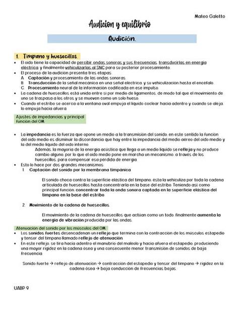 Fisiología de la Audición y Equilibrio Mateo Galetto uDocz