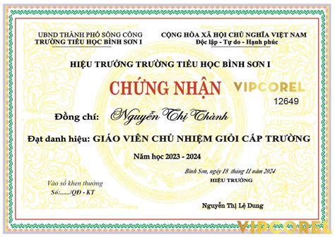 Giấy chứng nhận Giáo viên chủ nhiệm giỏi cấp trường | Download file corel thiết kế đồ họa vector VIP