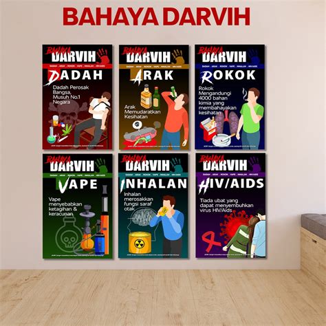 Poster Keceriaan Sekolah Bahaya DARVIH Merokok Dadah Arak Inhalan HIV