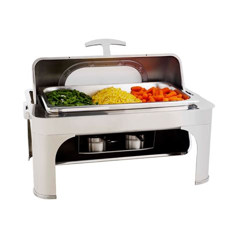 Rectangular Chafing Dish With Glass Lid Roll Top By Global Core Catering