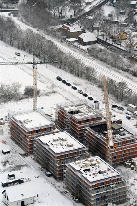 Luftaufnahme Werneuchen Winterluftbild Baustelle Wohngebiet Einer