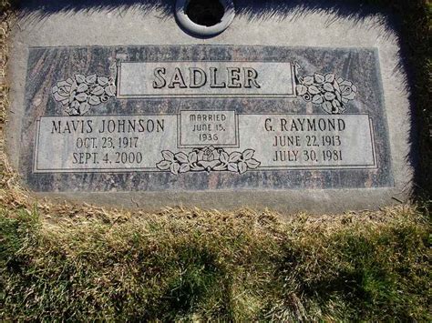 Mavis Johnson Sadler 1917 2000 Find a Grave äreminne