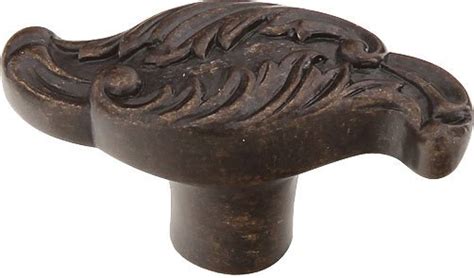 Cantata Collection Solid Brass Oblong Knob With Wave Designs In Dark Glaze By Schaub And