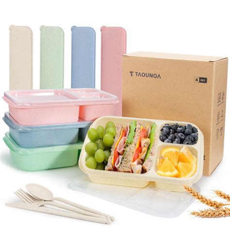 Pack Bento Lunch Box With Pack Cute Knife Spoon And Fork Set Wheat