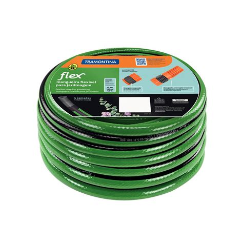 Mangueira Flex M Para Jardim Verde Faixa Preta Em Pvc Camadas