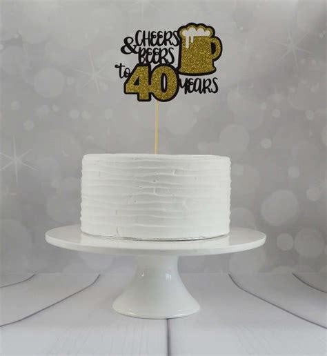 Cheers And Beers To 40 Years 40th Birthday Cake Topper Black And Gold