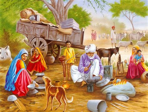 Village Blacksmith Art Village Indian Art Village Scene Drawing