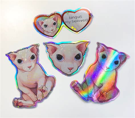 Bingus My Beloved Sphynx Cat Handmade Sparkle Holographic Etsy Uk