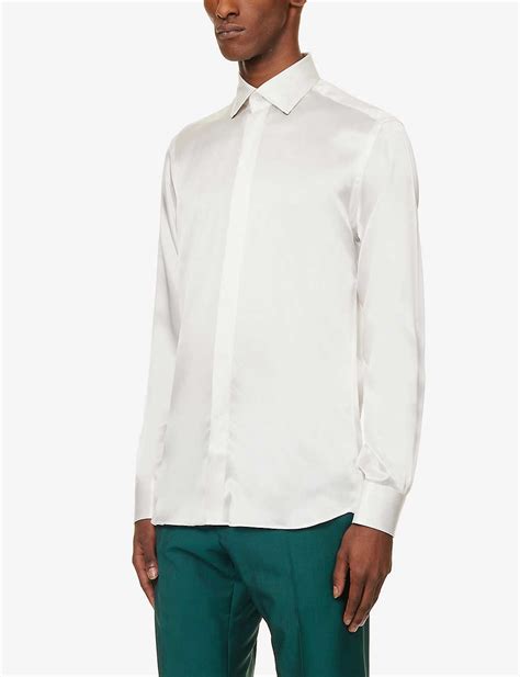 WHITE STRETCH SILK SHIRT Ozwald Boateng