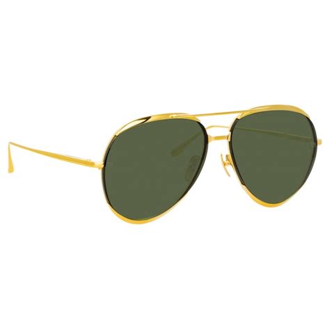 Linda Farrow Matisse Aviator Sunglasses In Yellow Gold Lfl C Sun