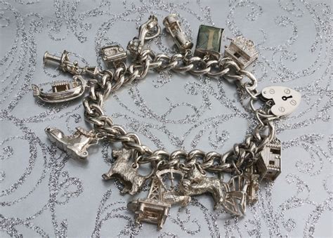 Charm Bracelet Complete With Charms Vintage Sterling Silver