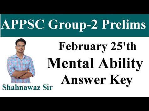 Appsc Group Key Explanation Mental Ability By Shanawaz Sir Youtube