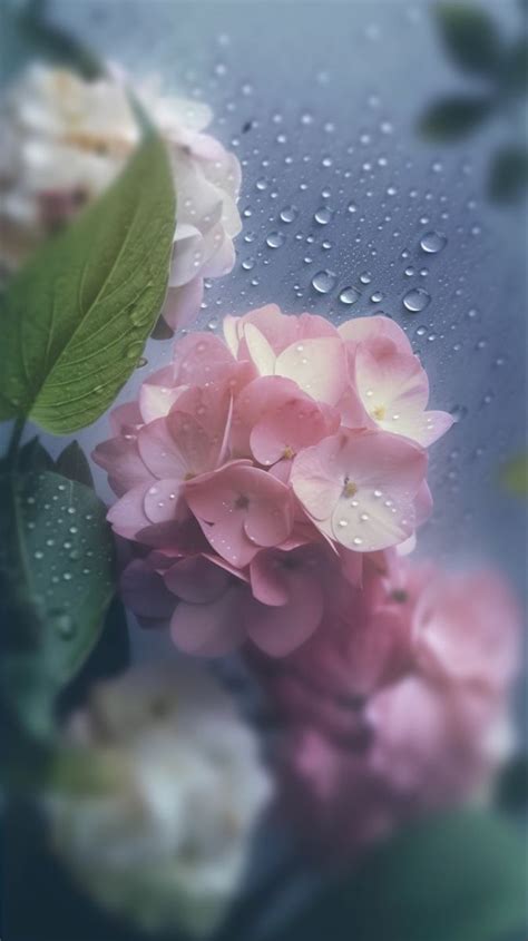 Pink And White Flowers With Water Droplets On Them