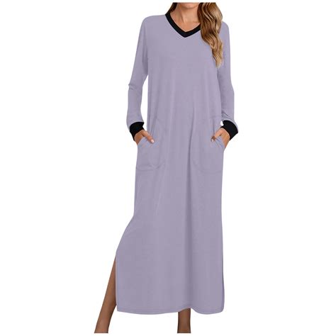 Dxhmoneyhx Women S Nightshirt Long Sleeve Nightgown V Neck Sleepwear