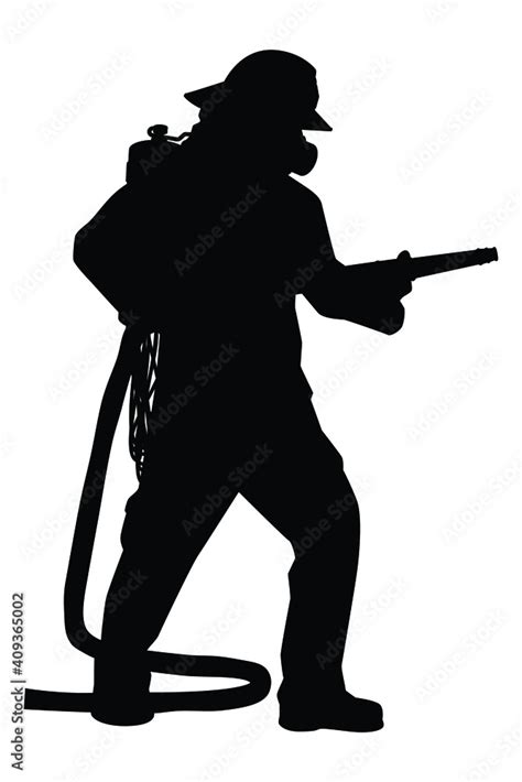 Firefighter with equipment silhouette vector on white background Stock Vector | Adobe Stock