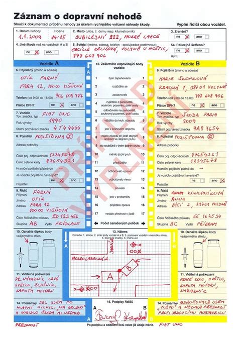 Záznam o dopravní nehodě vzor a jeho vyplnění Portál řidiče