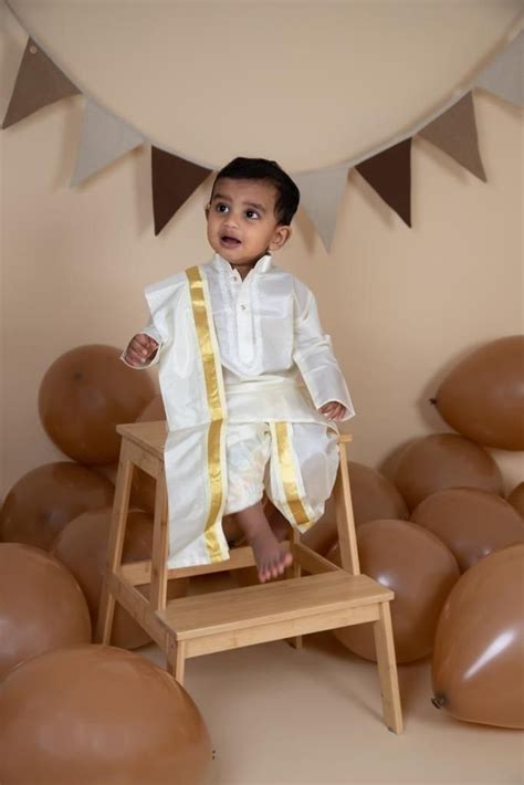 Indian Kids Dhoti With Shirt South New Born Baby Traditional Onam