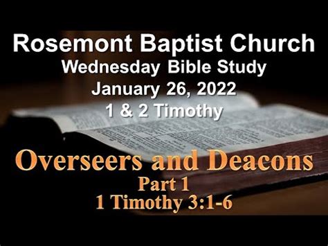 Rosemont Wednesday Bible Study Overseers And Deacons Part 1 YouTube