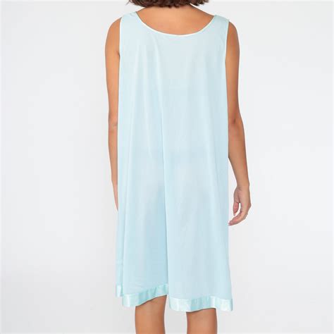 Blue Nightgown Lingerie Slip Dress 80s Babydoll Mini Etsy