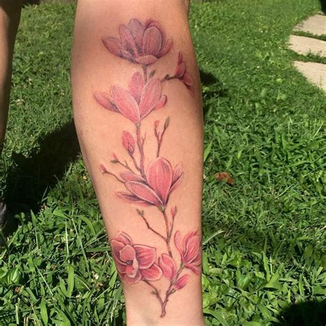 Pink Magnolia Flower Tattoo