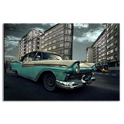 1 Pcs Brand New Landscape Car Canvas Painting Modern Building And Blue