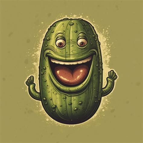 Premium Photo A Close Up Of A Pickle With A Happy Face And A Big