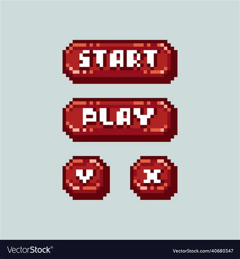 Pixel Art Game Interface Red Ui Buttons Royalty Free Vector