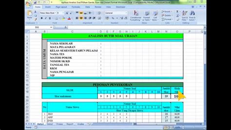 Analisis Butir Soal Pilihan Ganda Dan Essay Dengan Excel Penggambar