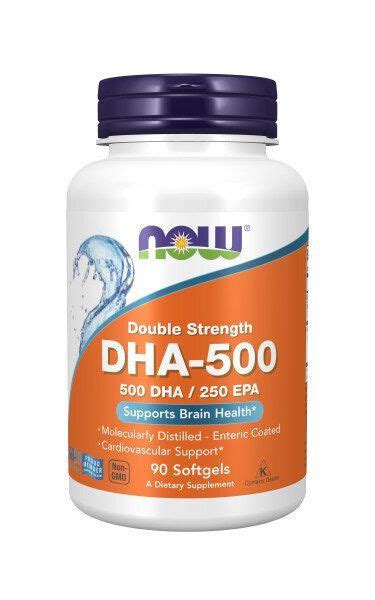 Омега 3 ДГК NOW DHA 500 Fish Oil Omega 3 90 гелевых капсул купить с