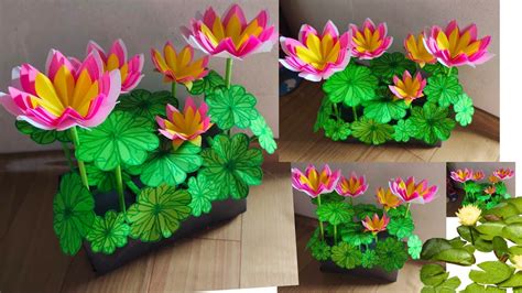 How To Make Waterlily With Paper Beautiful Lotus Flower Showpiece