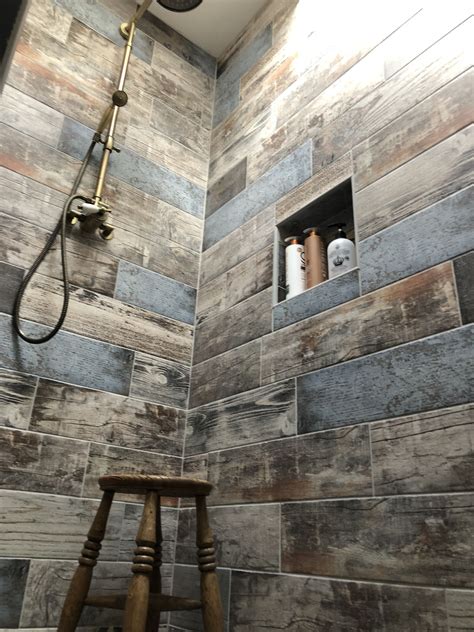 Rustic Wood Tile Shower Design Corral