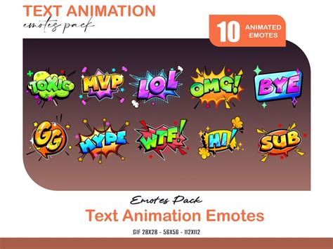 10 Text Pack Animated Emotes Animated Hype Hi Bye Twitch Discord