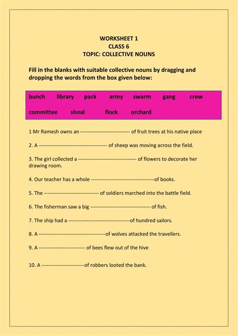 Class 6 Collective Noun Worksheet Live Worksheets Worksheets Library