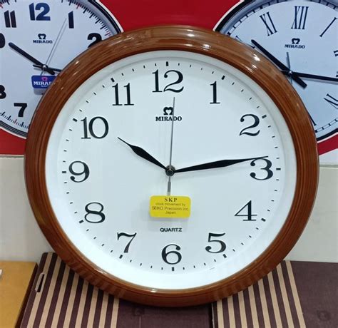 Jam Dinding Cm Mirado Putih Cokelat Mesin Skp Seiko Quartz