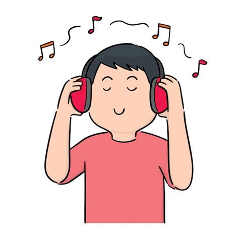 Vector Of Man Listening Music Premium Vector