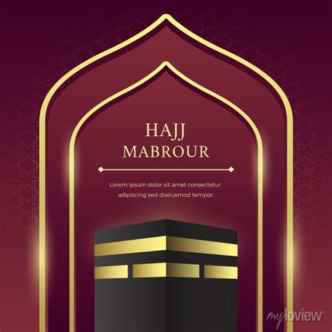 Hajj Mabrour Illustration With Kaaba Gold And Black Vector Background