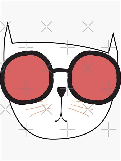 Funny Cat Face With Funky Glasses Sticker For Sale By Perfectblend