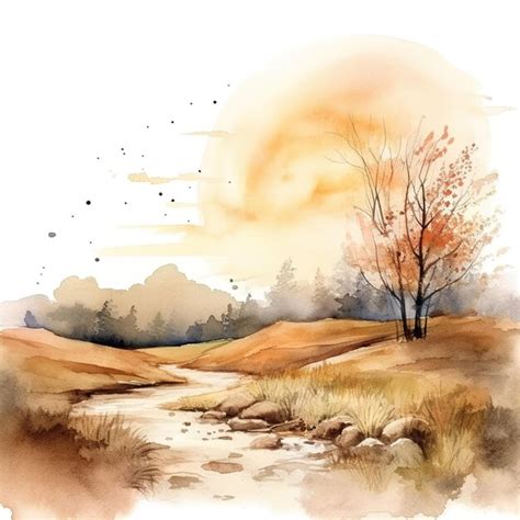 Premium Photo Abstract Watercolor Minimalist Landscape