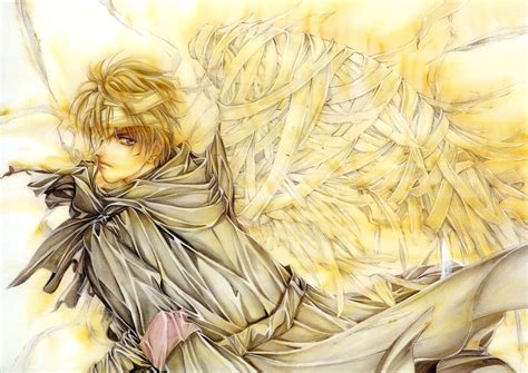 Safebooru Angel Wings Artbook Bandage Bandages Blonde Hair Cape Earrings Jewelry Lost Angel