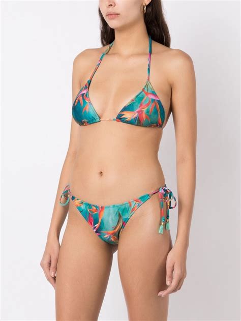 Lygia Nanny Floral Print Adjustable Bikini Bottoms Blue Farfetch