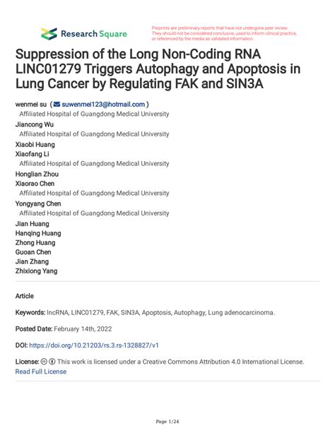 Pdf Suppression Of The Long Non Coding Rna Linc Triggers