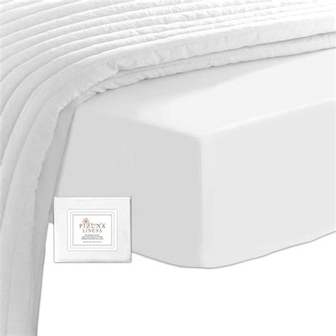 Pizuna 100 Cotton Fitted Sheets King Size White 400 Thread Count Long