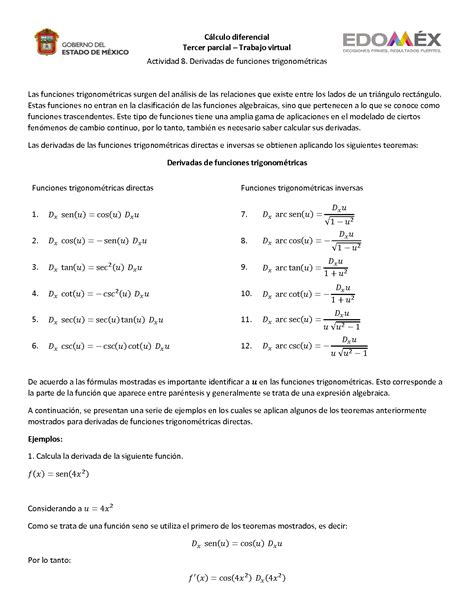 SOLUTION Derivadas De Funciones Trigonom Tricas Studypool