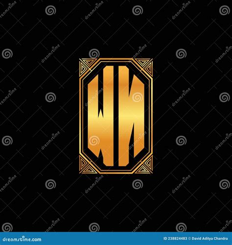 Wn Logo Letter Geometric Golden Style Stock Vector Illustration Of