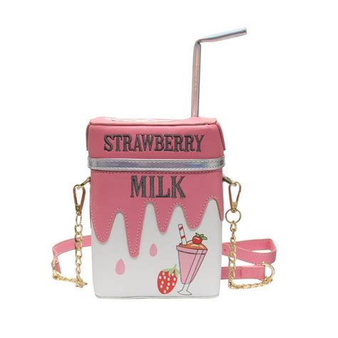 Lui Sui Cute Strawberry Milk Box Cross Body Purse Bag Cellphone