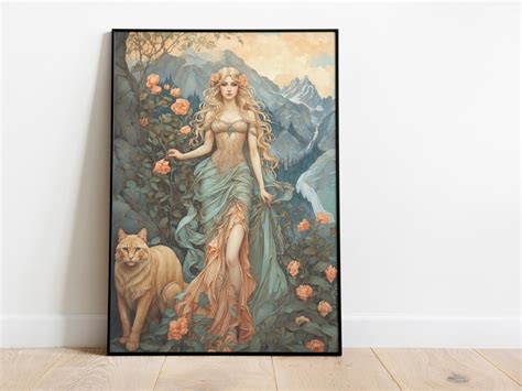 Freyja Digital Art Goddess Of Love Beauty War Fertility Norse Goddess Freyja Painting