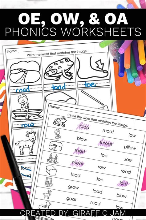 Decodable Phonics Worksheets Ow Oe And Oa Vowel Teams Phonics Practice