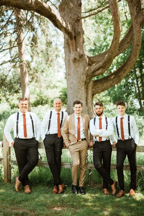 Groom Groomsmen Rock Orangey Rust Colored Ties For This Earthy Wedding