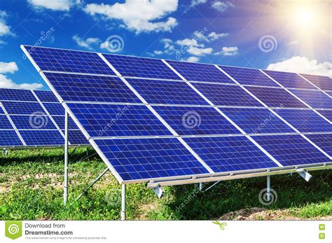 Solar Panels Under Blue Sky Stock Image Image Of Heat Conservation