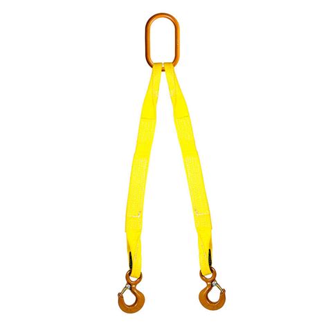 Double Leg Nylon Bridle Sling with Hook - Sling Width - 1 inch - 1 Ply ...